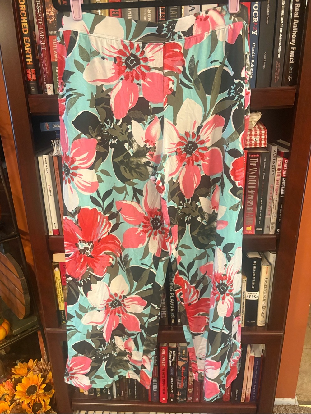 Denim&Co Beach Pant Floral Wide Leg  - Turquoise, Pink, White, Green